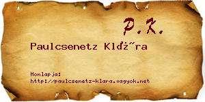 Paulcsenetz Klára névjegykártya